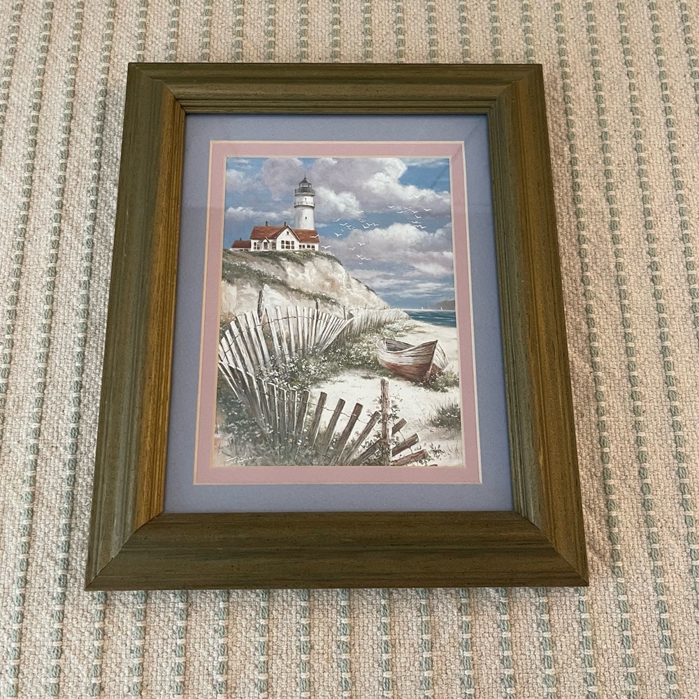 Framed Lighthouse Art Picture - Beach - Ocean